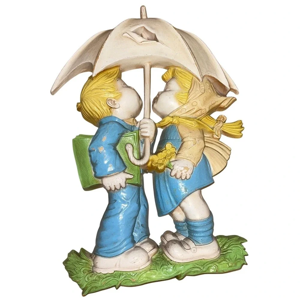 Vintage HOMCO‎ Boy & Girl Wall Plaques 1977 Dart Industries Nursery Decor Set 2